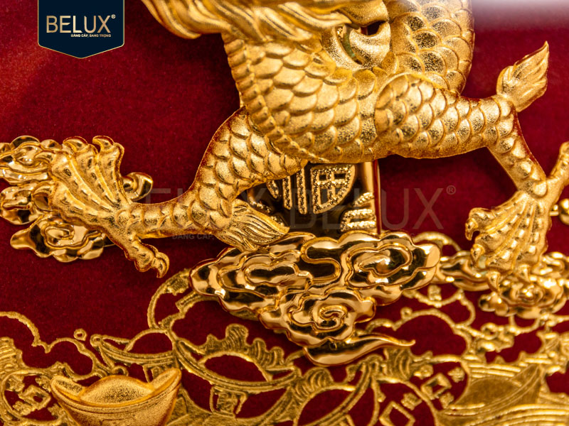 Tranh Rồng Phú Quý Dát Vàng 24k- 32x25cm